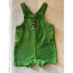 John Deere 6 Month Green One Piece Short Bib Overalls Farmer
